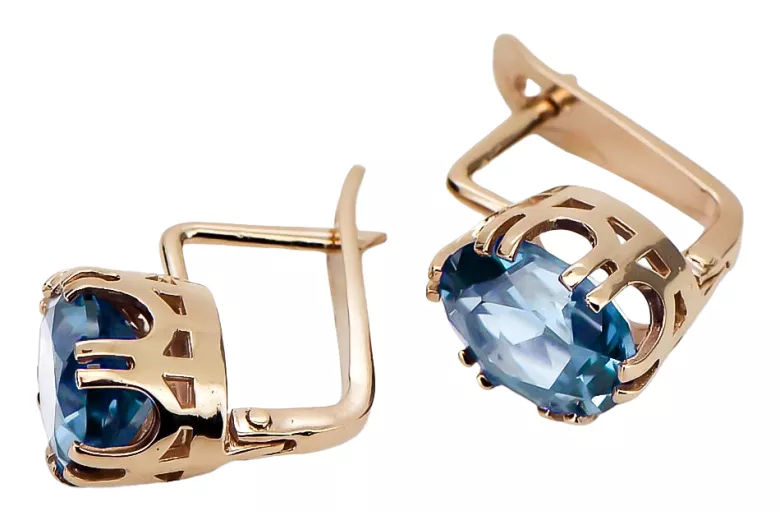Σκουλαρίκια Vintage Aquamarine από ροζ χρυσό 14 καρατίων vec016r